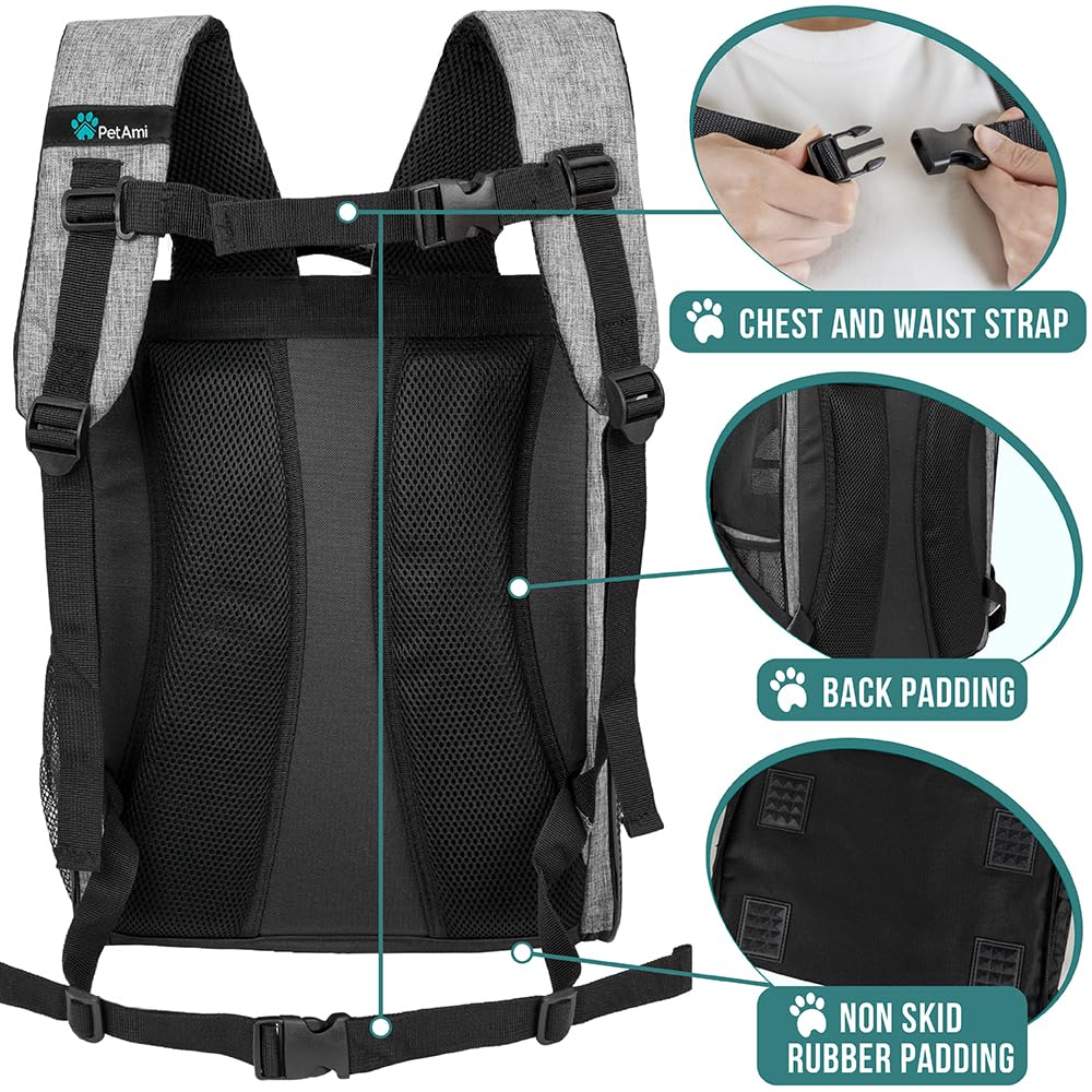 PetAmi Dog Backpack Carrier for Small Medium Dogs Large Cats up to 18 lbs RD3