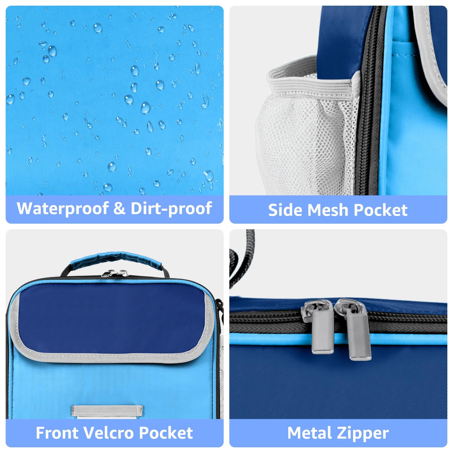 Lunch Bag for Kids Insulated Lunch Boxe for Boys Girls Small Reusable Cooler Tote Lunchbag Back to School Cute Lunchbox for Teens (light blue) WN420