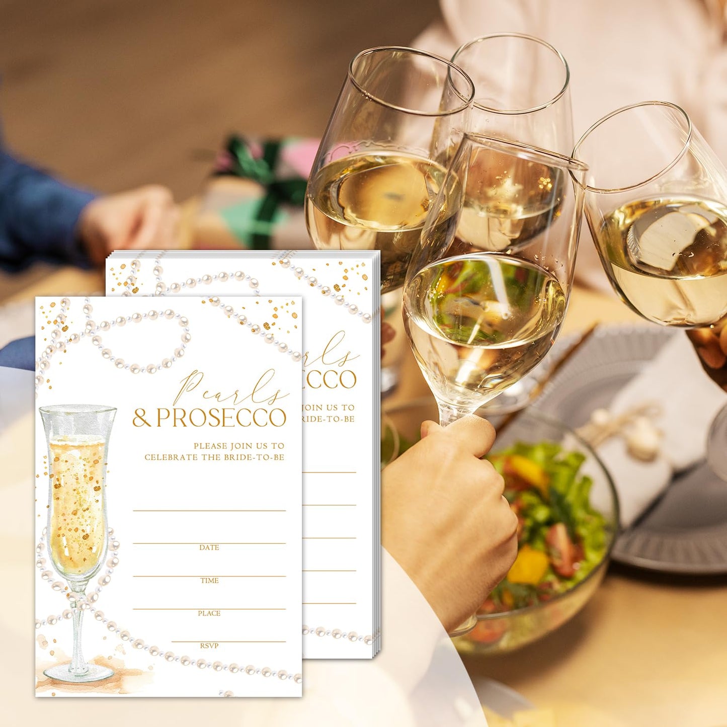 50 Years Anniversary Bridal Shower Invitations Cards, Set of 25 Gold Foil Floral Fill in Style 50th Year Wedding Invites Cards with Envelopes for Couples Marriage Party Supplies-T05 WN420