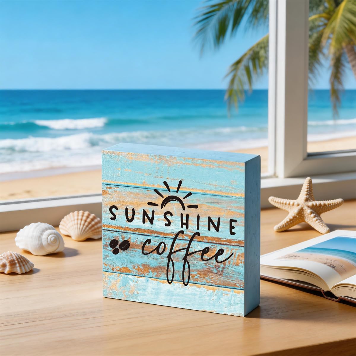 Coffee Sign Decor Sunshine Decorations for Home Office Coffees Station | Coffee Bar Decor Decorations for Home Funny Sun Table Desk Decorations Unique Housewarming Gift Ideas for Women BST202