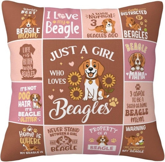 Beagle Dog Mom Gifts for Women, Mothers Day Beagle Mom Gifts for Beagle Lovers, Beagle Dog Themed Gifts Throw Pillow Cover 18×18 Inches BST326L