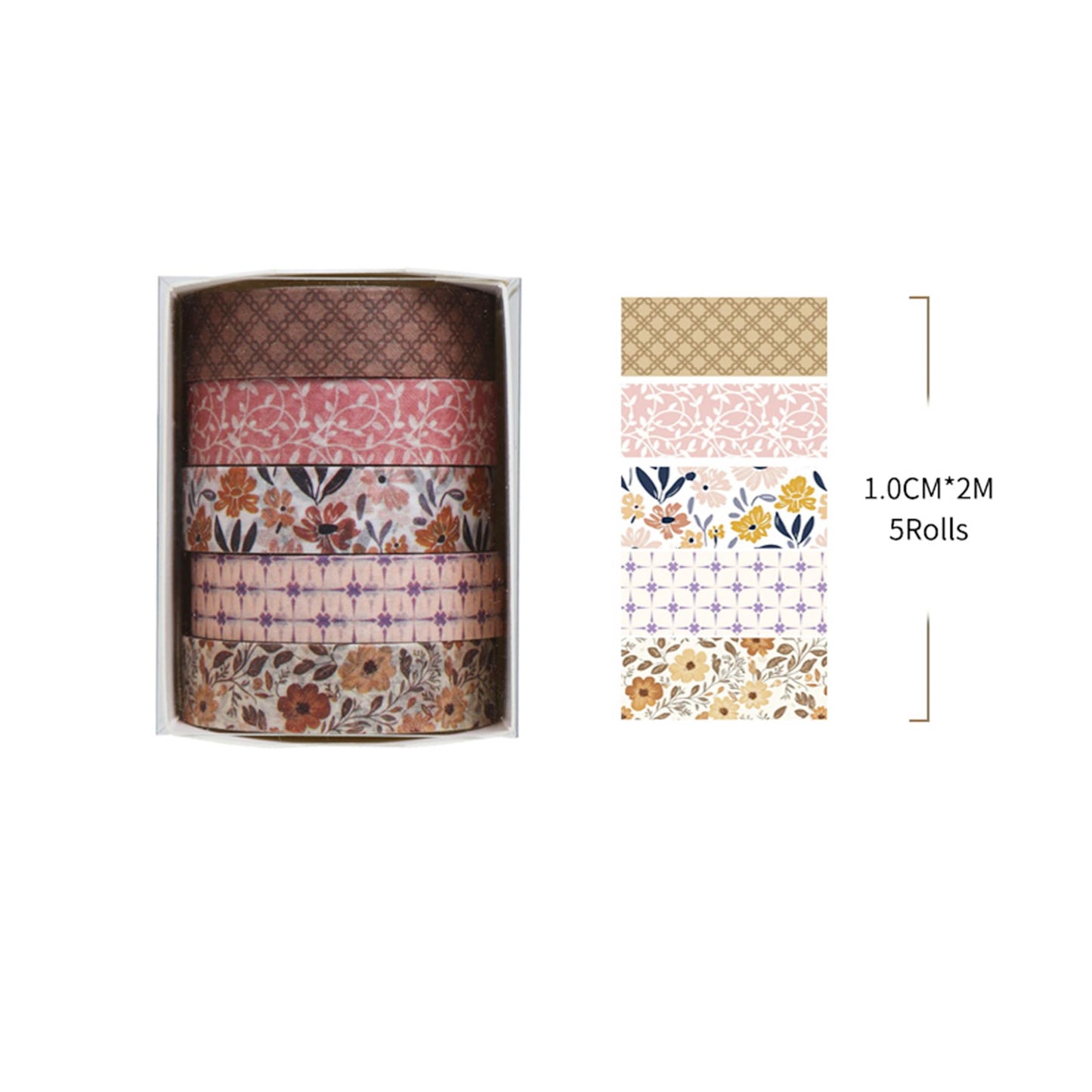 Fantasy Washi Tape Set - 5 Rolls Texture Arts Adhesive Tapes Basic Patterns Decorative Masking Tape Sets for Craft, Kids, Scrapbook, DIY, Gift Wrapping (10-Modern Mosaic) BST220