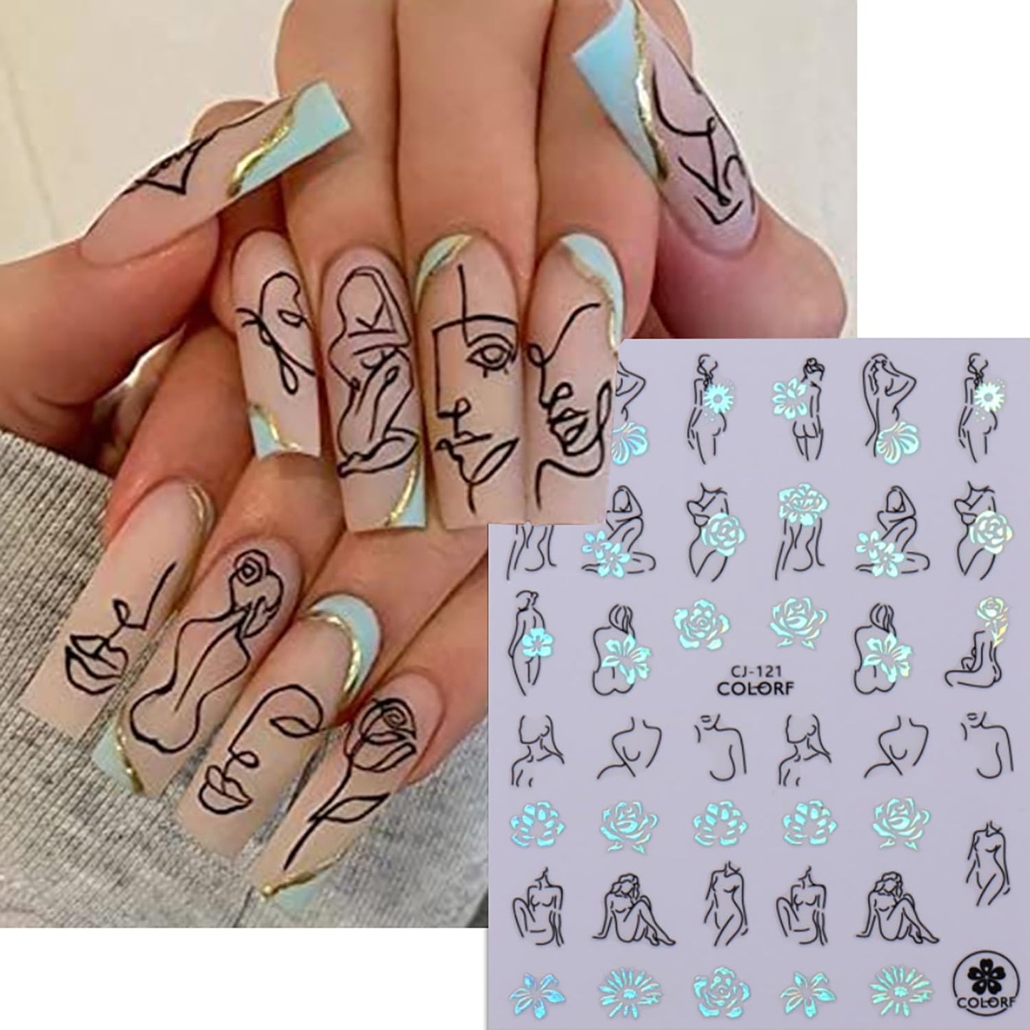 Liquid Butterfly Nail Art Sticker Decals Black Gold Black Silver Butterfly Moon Design Nail Decals 3D Self-Adhesive Nail Art Supplies Heart Nail Art Sticker Decoration for Women Manicure Supplies BST326L