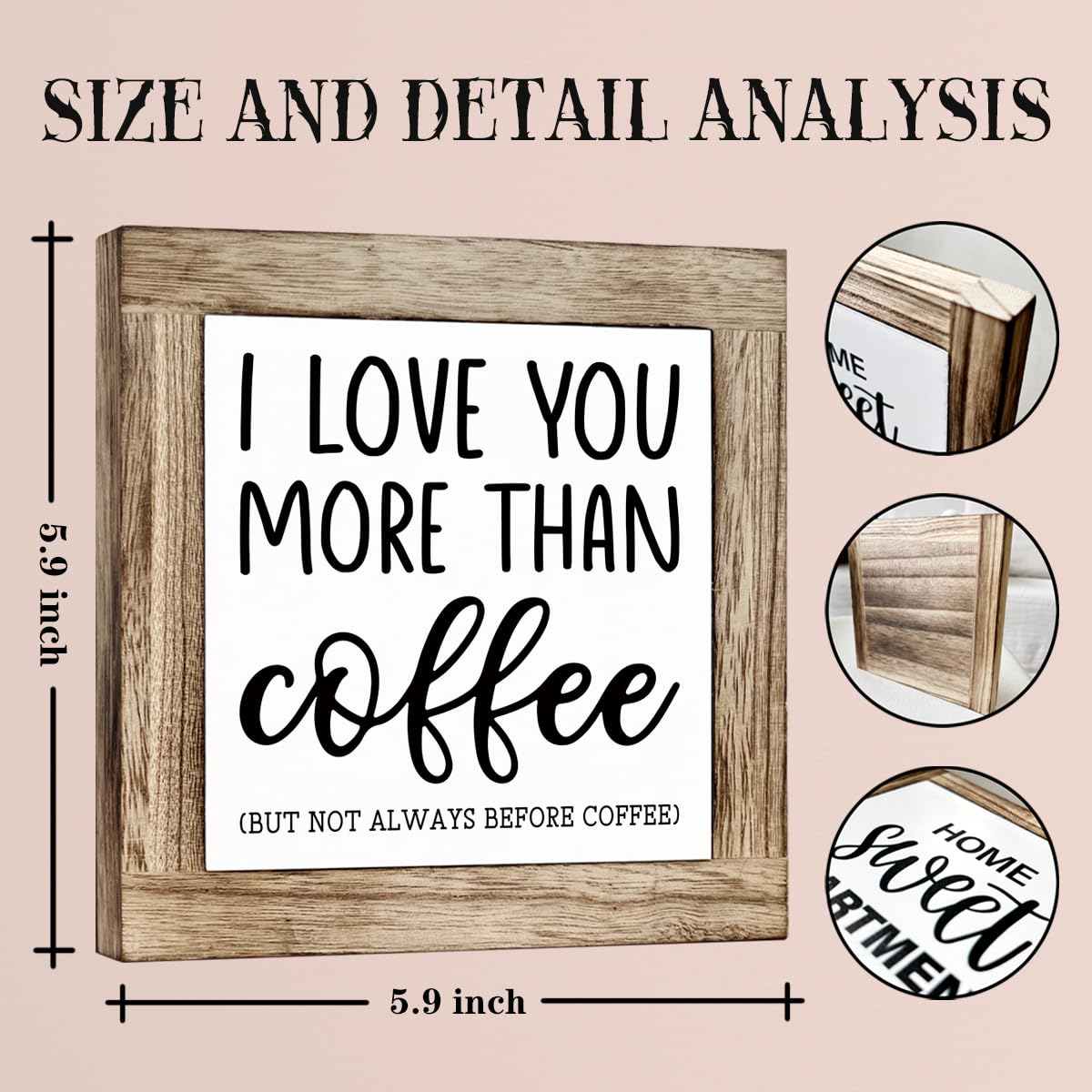 Funny Wooden Coffee Bar Decor Sign, Bar Decorations, in the Morning When Rise Give Me Jesus (and Coffee), Cafe Table Top Shelf Accessories, Cafe Signs Decor 5.9x5.9 Inches BST202