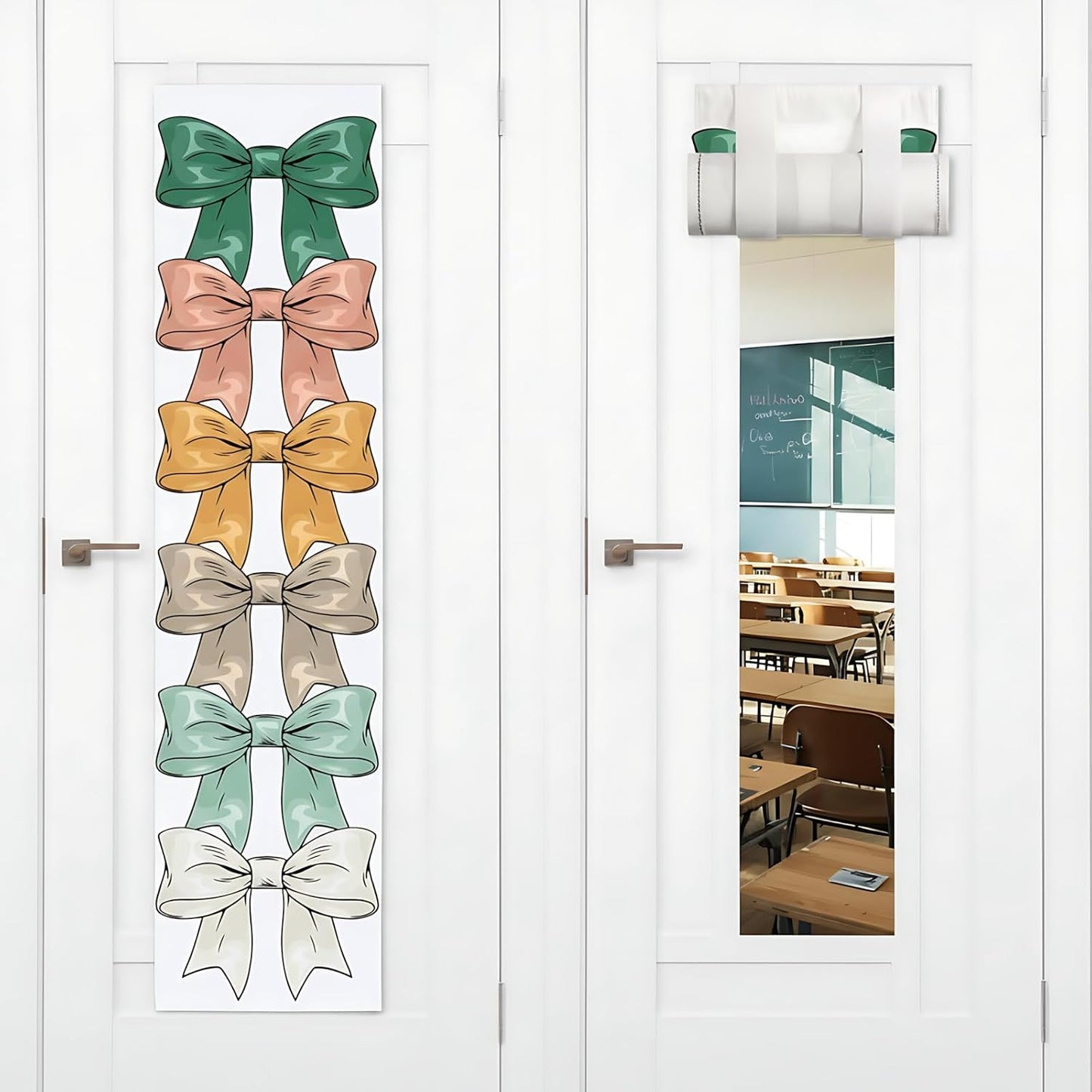 2 Pcs Bow-knot Classroom Door Cover School Classroom Curtain,Bohemian | Thickened Door Curtains, Blackout Curtains 8x43'', Light Blocking Window Covers, Office, Porch, Schoolroom Cover Shade BST326L