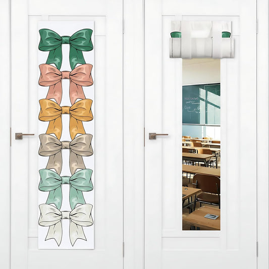 2 Pcs Bow-knot Classroom Door Cover School Classroom Curtain,Bohemian | Thickened Door Curtains, Blackout Curtains 8x43'', Light Blocking Window Covers, Office, Porch, Schoolroom Cover Shade BST326L