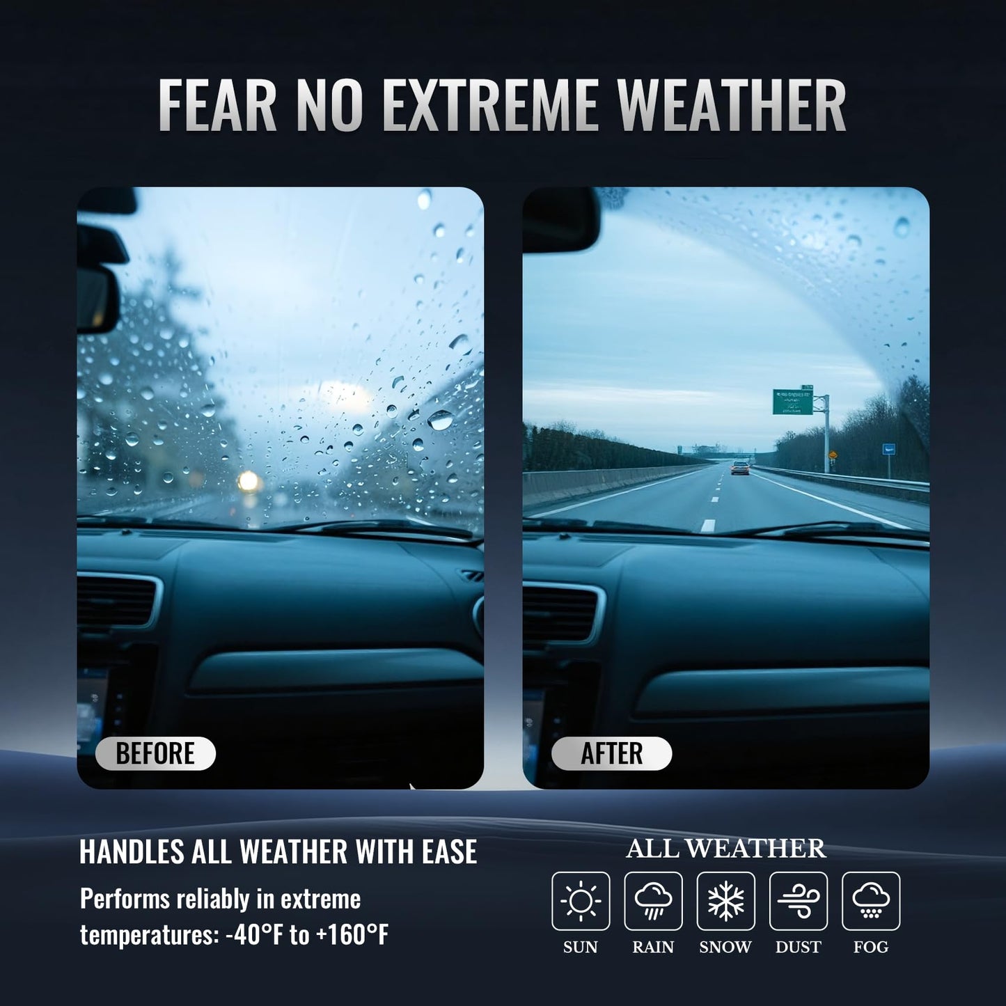 Wiper Blades, OEM Quality, Premium All-Season PTFE Rubber, Quiet & Streak-Free, J-Hook, Automotive Replacement Windshield Wiper Blades (26"+16" Pair for Front Windshield) WN420