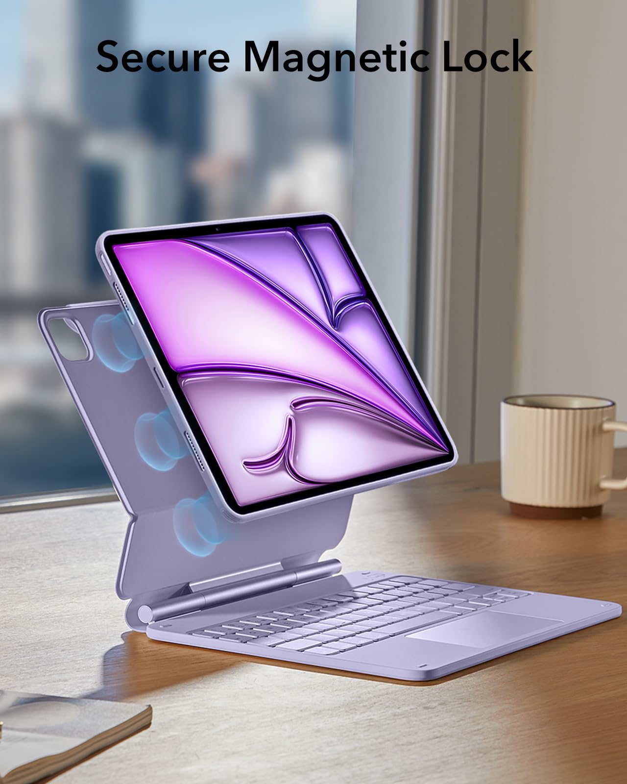 ESR for iPad Air 11 Inch Case with Keyboard M4/M3/M2 (2026/2025/2024) & iPad Pro 11/Air 5th/4th Gen Keyboard, Easy-Set Magnetic Stand, Portrait/Raised Modes, with Removable Protective Case, Black