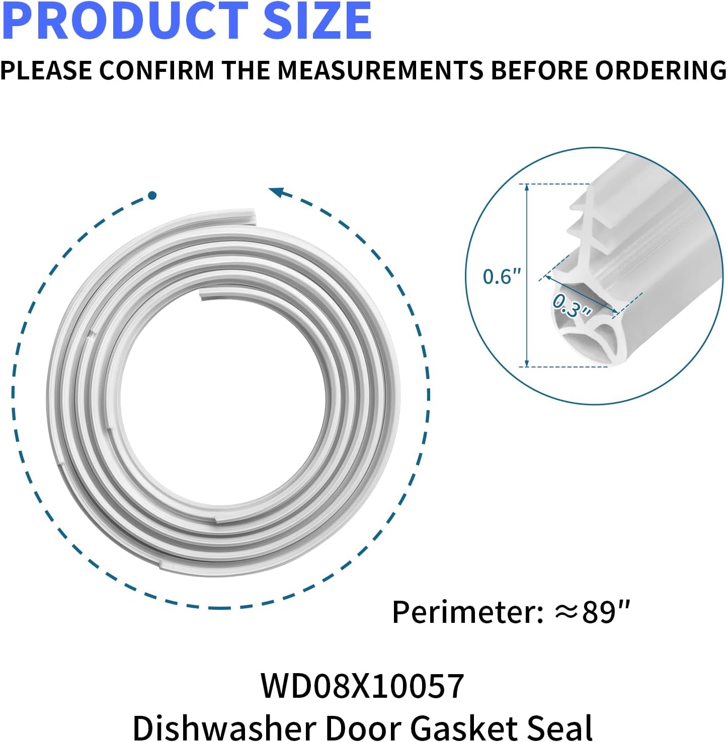 WD08X10057 Dishwasher Door Gasket Seal Kit with WD8X227 & WD8X228 Corner Gaskets Compatible with GE Hotpoint Kenmore Dishwasher Replaces WD08X10014 BST220