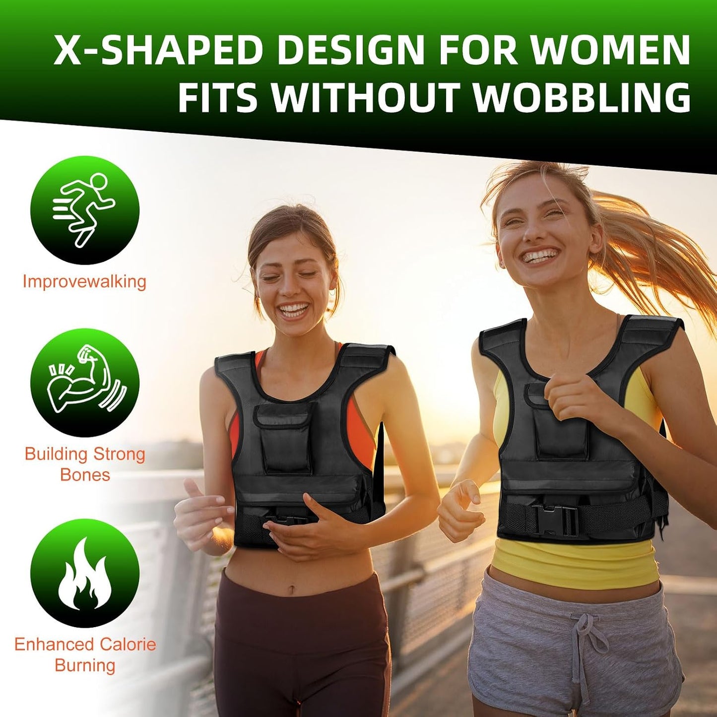 Adjustable Weighted Vest for Women, Customizable 0-18 lbs Strength Training Vest with 10 Removable Sandbag, Breathable Design, Reflective Safety Strips for Running, Hiking, and Fitness WN420