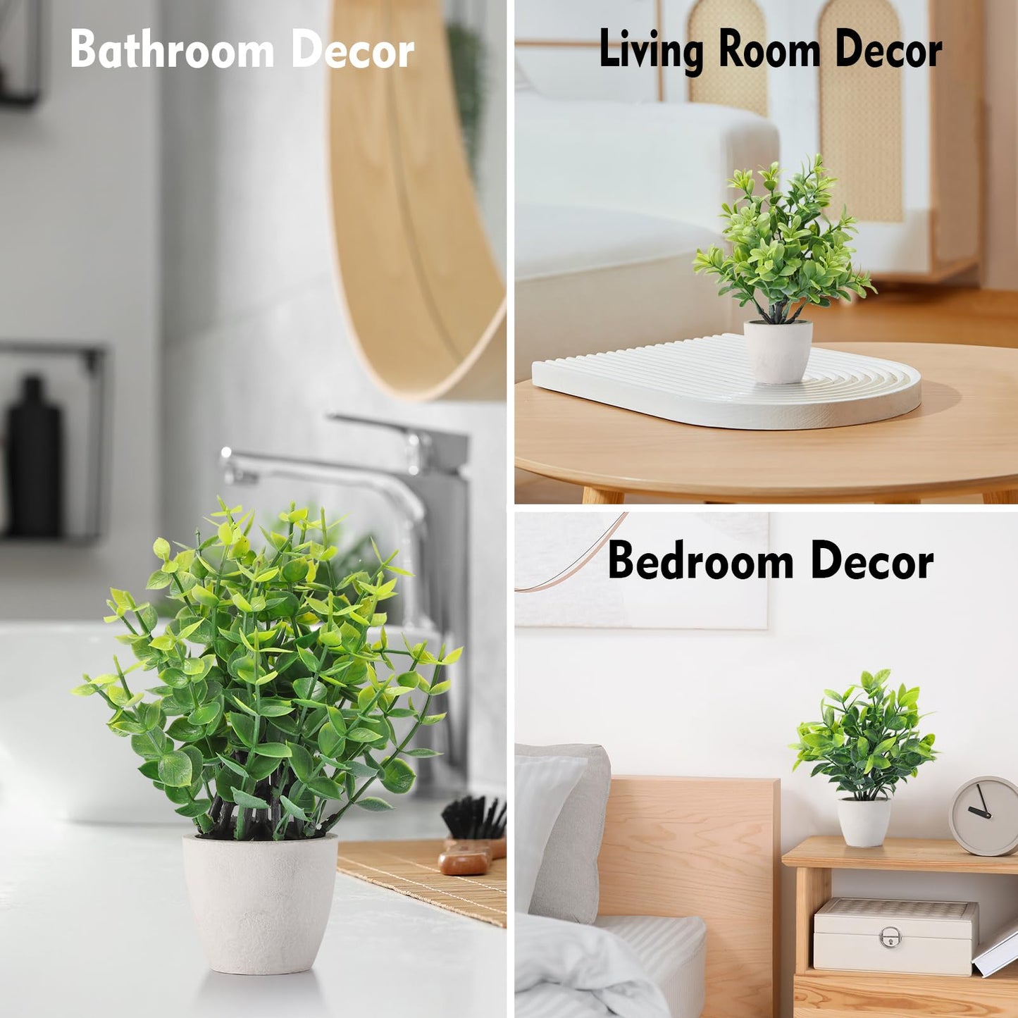 FAVOWREATH 2 Pack Small Fake Plants Potted Artificial Plants Indoor for Home Decor Office Room Farmhouse Indoor Table Bathroom Decor BST220