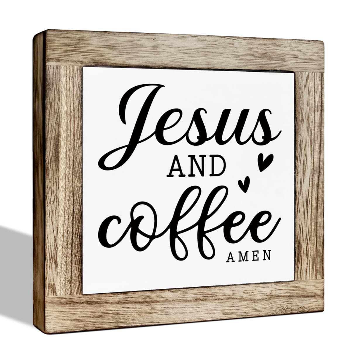 Funny Wooden Coffee Bar Decor Sign, Bar Decorations, in the Morning When Rise Give Me Jesus (and Coffee), Cafe Table Top Shelf Accessories, Cafe Signs Decor 5.9x5.9 Inches BST202