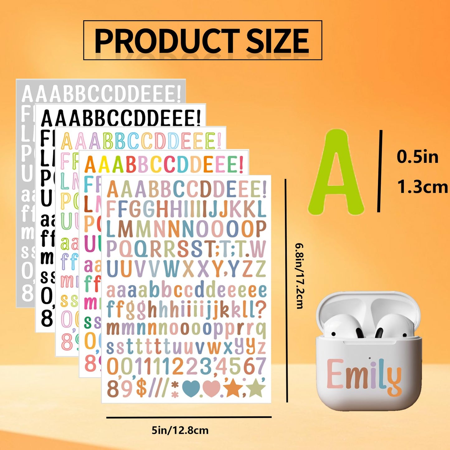 10 Sheets 0.5 Inch Letter Stickers, 1540 Alphabet and Number Labels for Students, Teachers, Journals, Cups, Notebooks, Folders, DIY School Projects, Bullet Planners, Arts and Crafts BST220