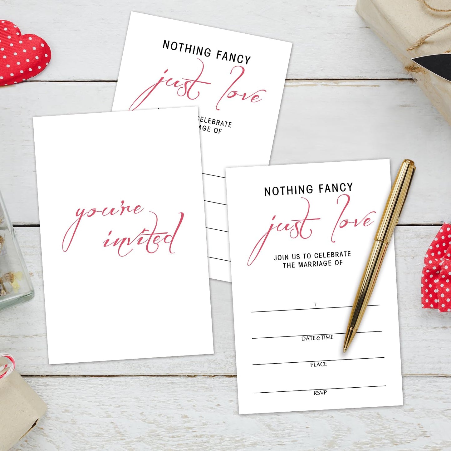 50 Years Anniversary Bridal Shower Invitations Cards, Set of 25 Gold Foil Floral Fill in Style 50th Year Wedding Invites Cards with Envelopes for Couples Marriage Party Supplies-T05 WN420