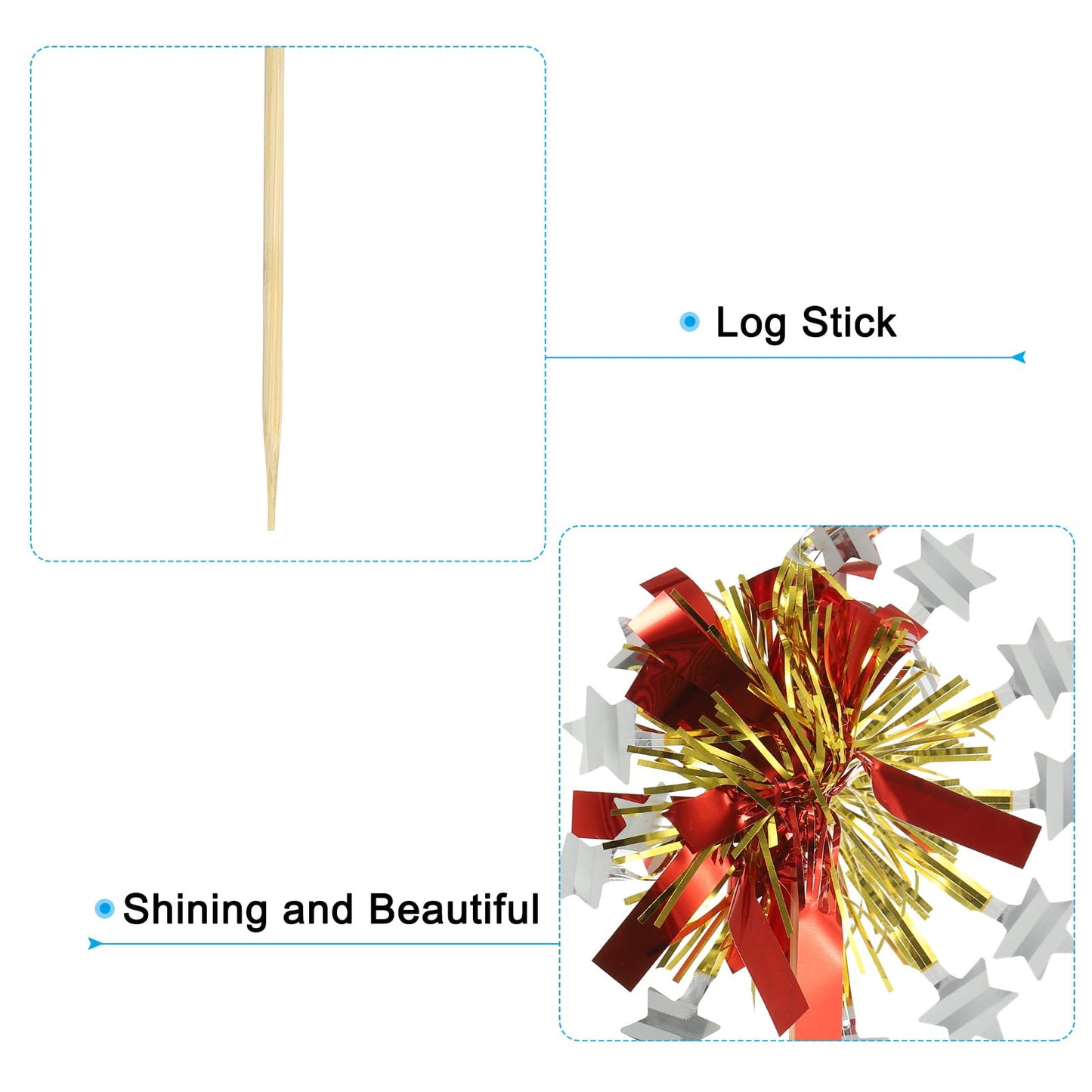 PATIKIL Firework Cupcake Toppers, 50 Pcs Sparkle Tinsel Snow Cupcake Picks Birthday Party Graduation Wedding Foil Decor Cocktail Food Fruit Toothpicks Christmas, Red BST326H