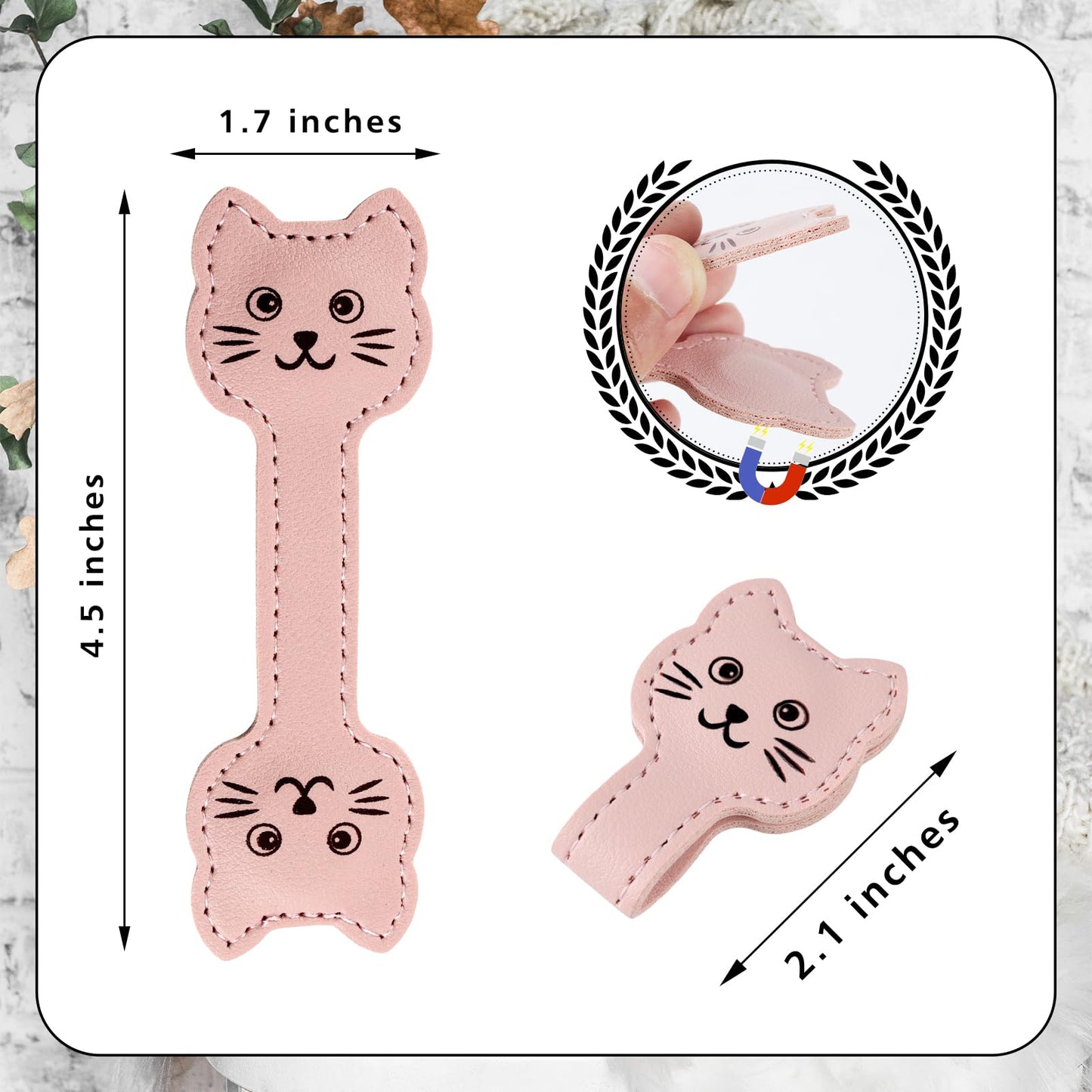 Zkptops Magnetic Leather Bookmarks Cute Cat Book Markers for Reading Women Men Strong Magnet Bookmark Clips Page Mark Unique Books Accessories Gifts for Book Lovers Teachers Students Reader (Brown) BST326L
