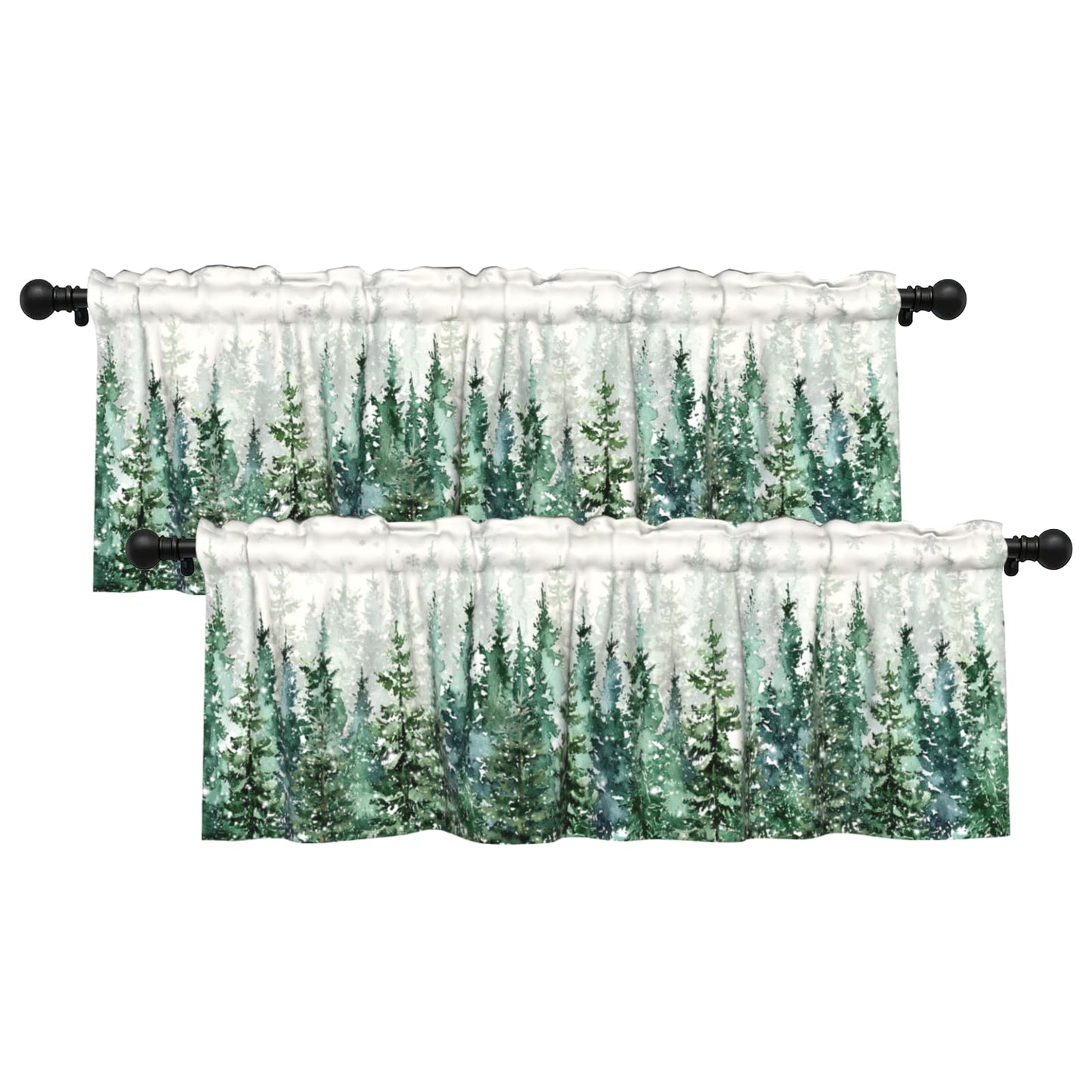 Patriotic Valance for Kitchen 2 Pack 54"x18" American Flag Curtains for Windows Red White Blue Stars 4th of July Independence Day Eucalyptus Leaf Window Treatment Rod Pocket Valance for Home Decor BST326L