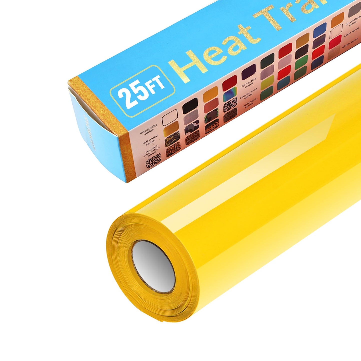 Golden Heat Transfer Vinyl Rolls 12 Inch by 12feet Roll HTV Iron on Vinyl DIY for T-Shirt Easy to Cut & Weed for Heat Vinyl Design Glossy (12Ft, Golden) WN420