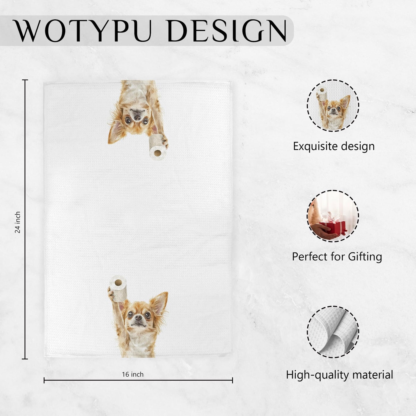 Funny Chihuahua Gifts Hand Towels for Bathroom, Chihuahua Gifts for Women Men Decorative Hand Towels for Kids Guest Bathroom Washroom Power Room Vanity Half Bath, 16X24 Inch BST326L