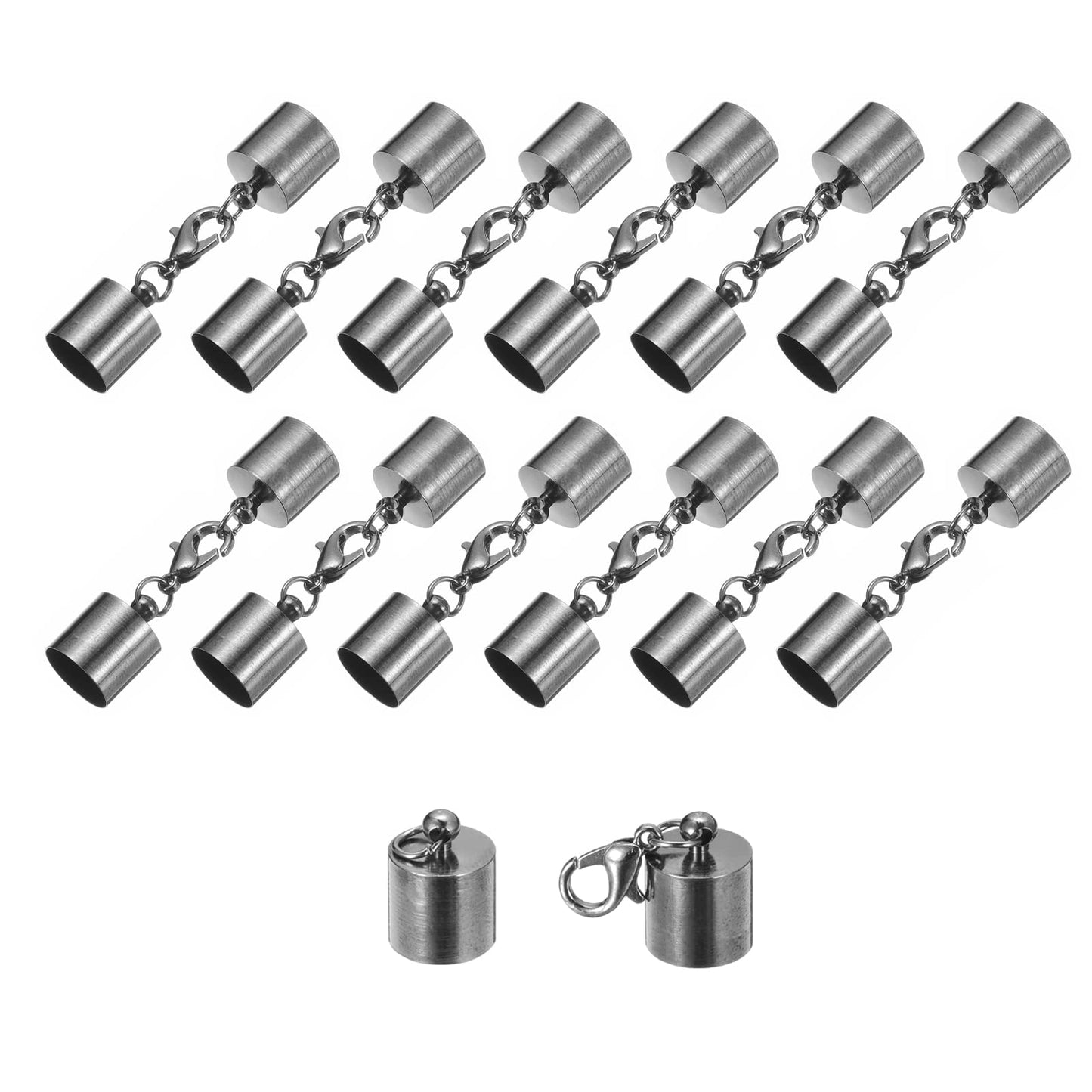 uxcell 20Sets Leather Cord End Caps with Lobster Claw Clasps Fit 4.5mm Cords, Barrel Terminators for DIY Making Leather Bracelets, Bronze Tone BST326L
