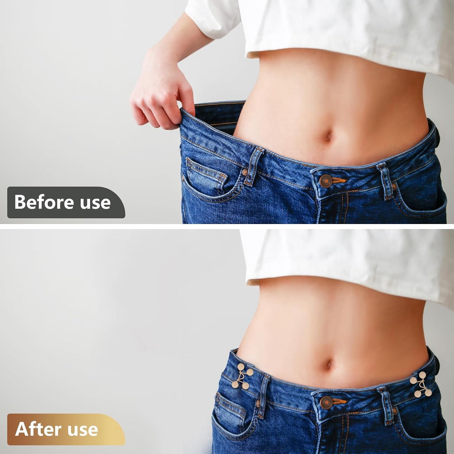 Frutain 8 Set Pant Waist Tightener Buttons Pins for Loose Jeans Gold | Reusable Waist Cincher Pants Clip to Waistband Tightener Metal Star Brooch for Women Clothing Dresses Skirts No Sewing Tools BST326L