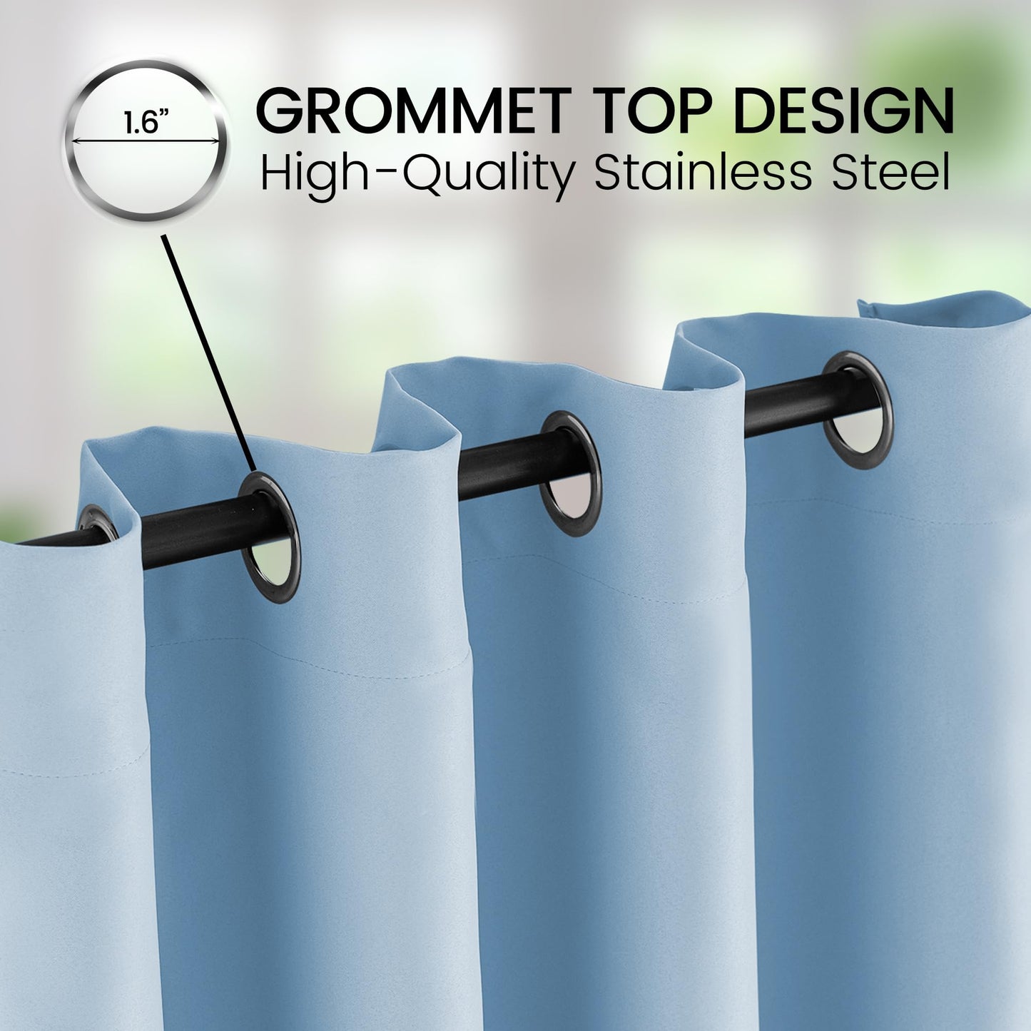 Extra Long Blackout Curtains, 12ft Room Darkening Grommet High Ceiling Drapes, 2 Story Curtains for Living Room(1 Panel, Navy, 52"x144") BST220