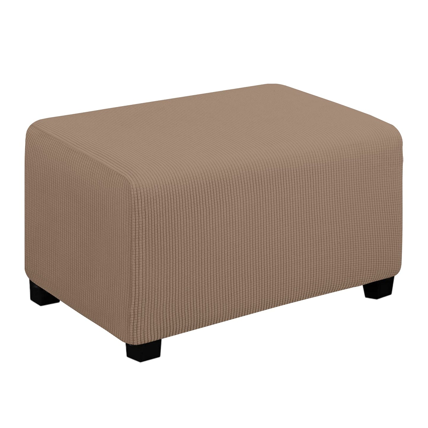 Easy-Going Stretch Square Ottoman Cover 15x15x15inch Dark Blue | Folding Storage Footstool cover Furniture Protector Soft Rectangle slipcover with Elastic Bottom BST202