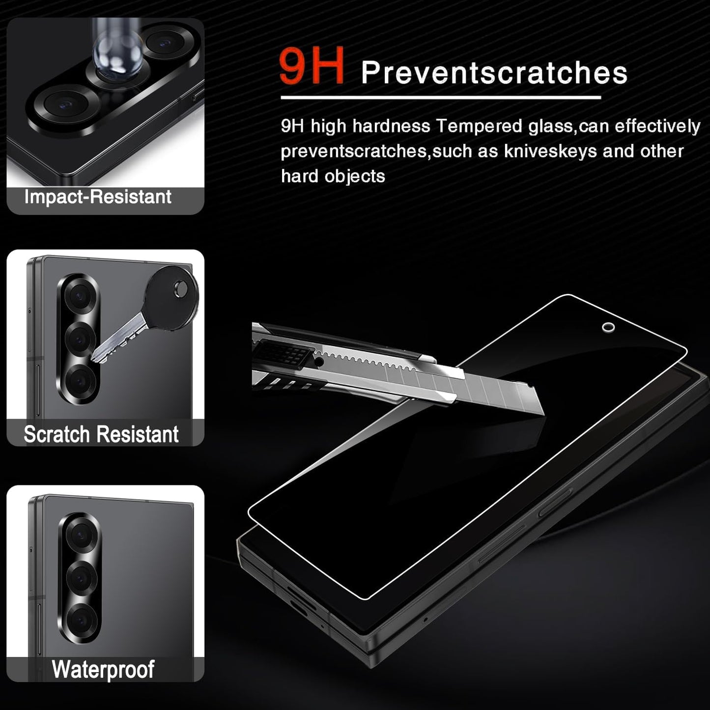 Milomdoi 6 in 1 Privacy Screen Protector for Samsung Galaxy Z Fold 7, 2 Pack Inside Anti-Spy Film with 2Pack Front Tempered Glass + 2 Pacs Camera Lens Protector Accessories WN420
