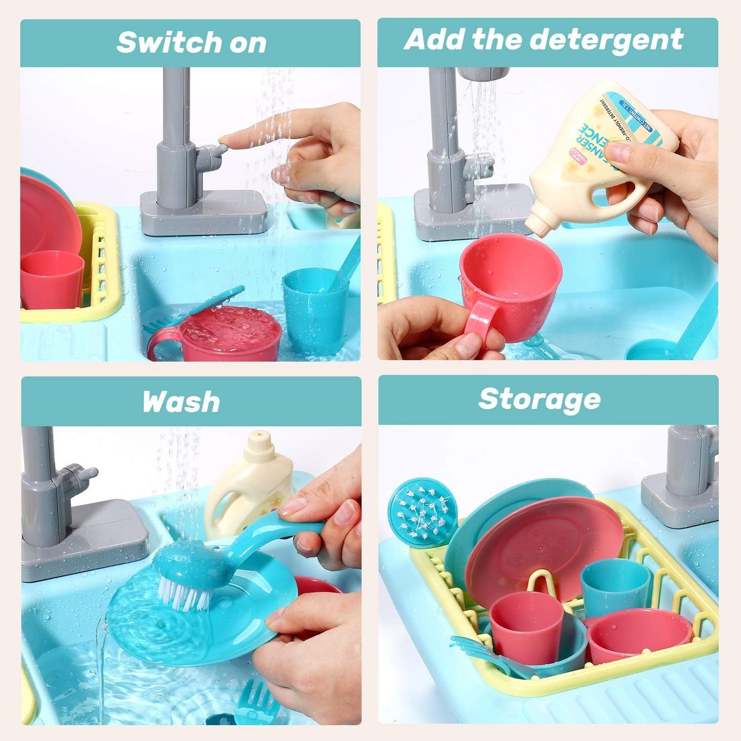 CUTE STONE Color Changing Kitchen Sink Toys N28