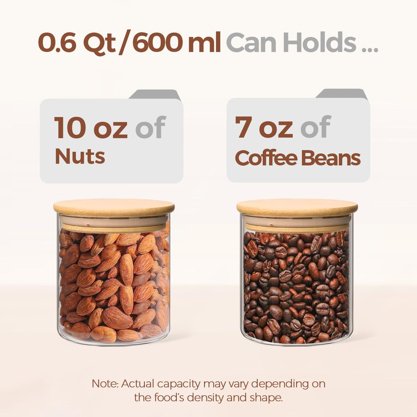 ComSaf Glass Storage Containers With Lids 0.5 Qt, 6 Pack Small Glass Jars | Small Glass Containers, Spice Jar 15oz, Candy, Family Snack Storage, Coffee Bar Organization, Size For Subpackage, BPA Free BST220
