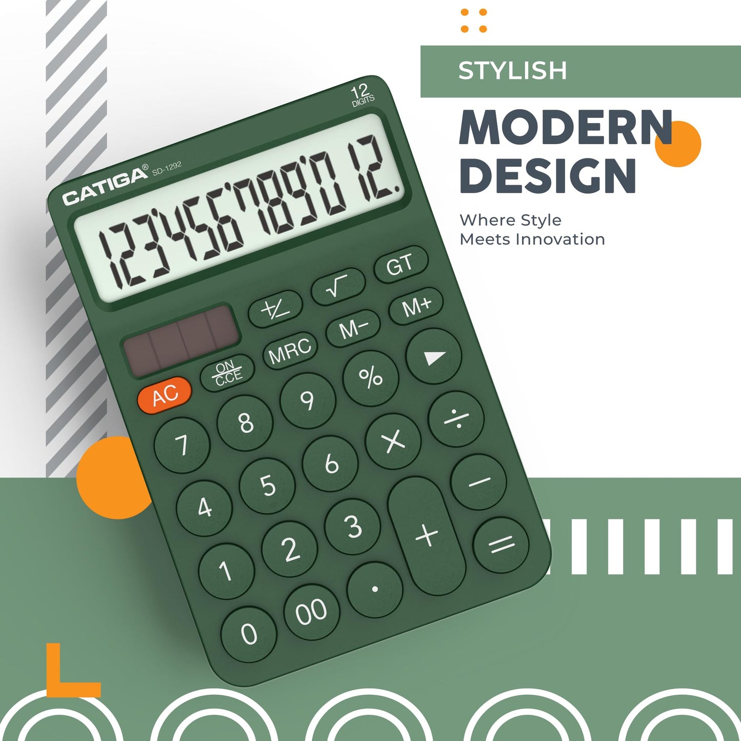 CATIGA 12 Digit Desktop Calculator Basic Desk Calculator with Large LCD Display RD12