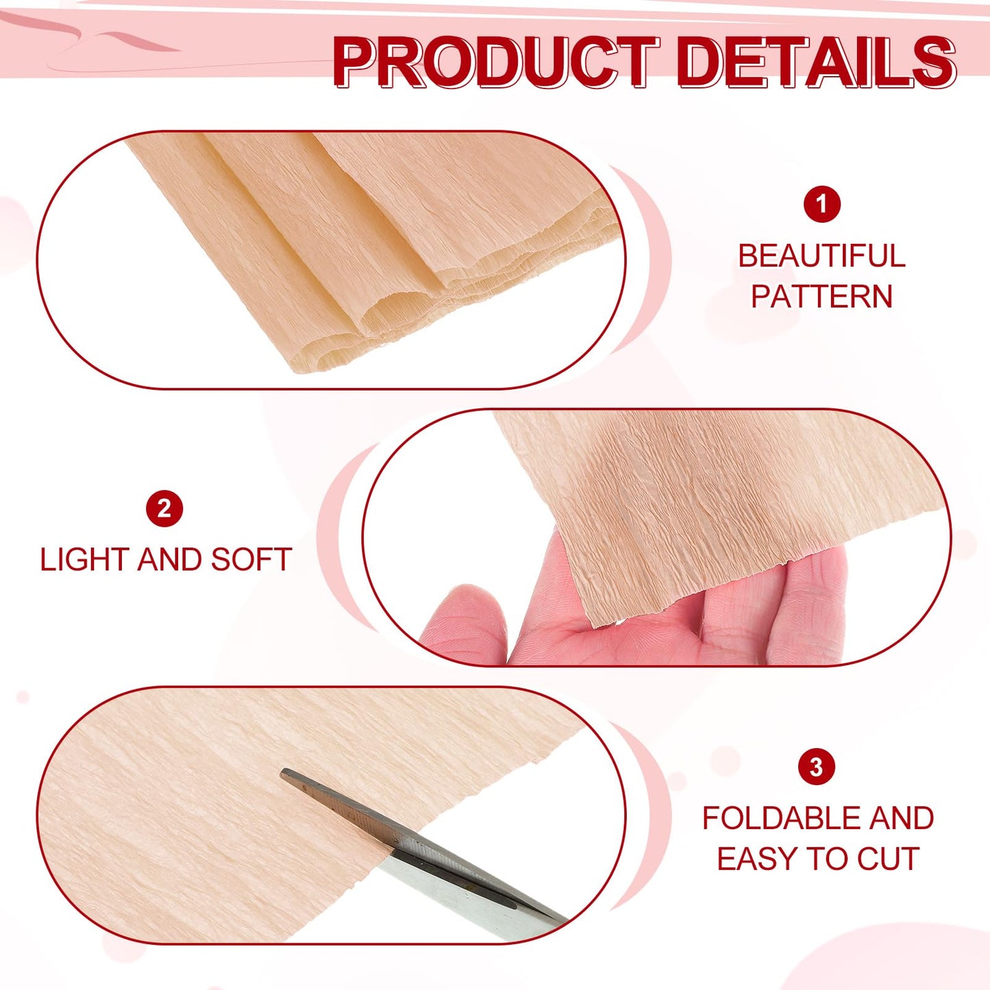 MECCANIXITY Crepe Paper Roll 7.5ft Long 20 Inch Wide for Wedding Ceremony Various Large Festivals Decoration, Light Champagne BST326L