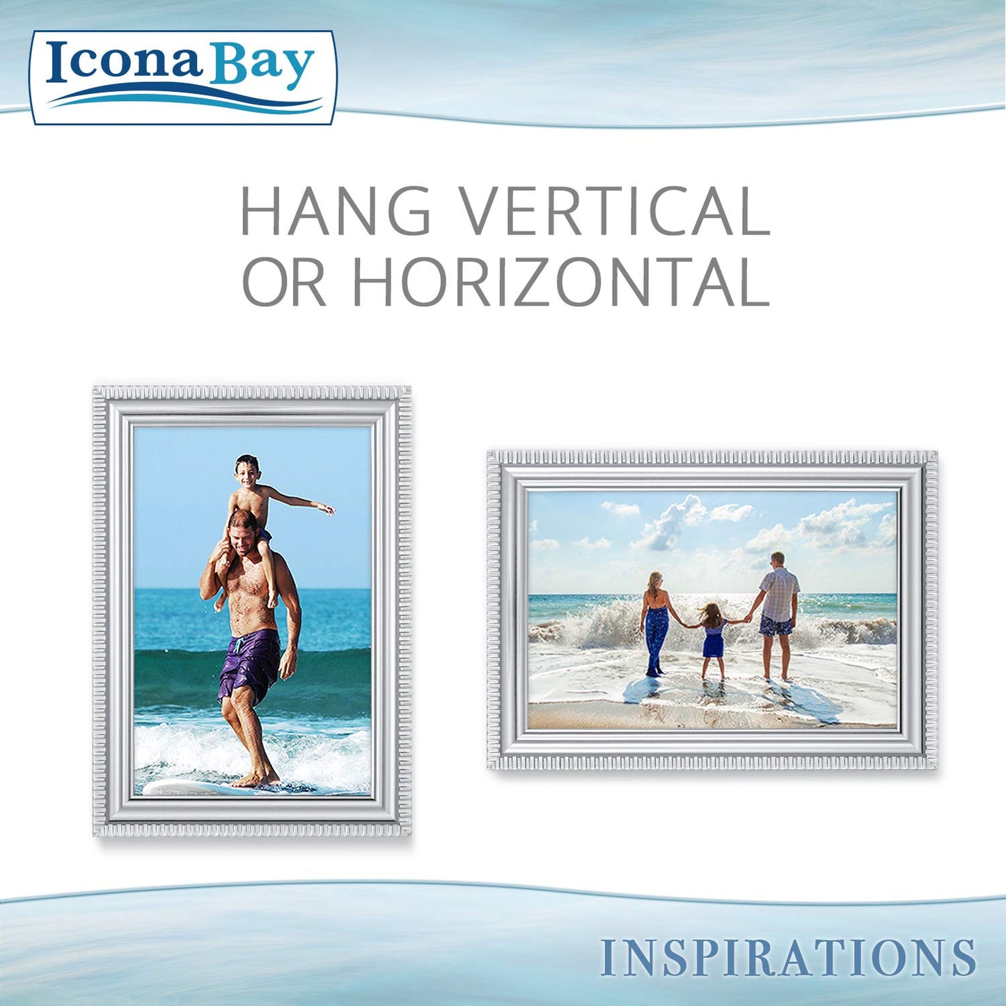 Icona Bay Combination White Picture Frames Set - 10 PC (Five 4x6, Three 5x7, Two 8x10), Inspirations Collection Multi-Pack for Contemporary Wall Gallery BST220