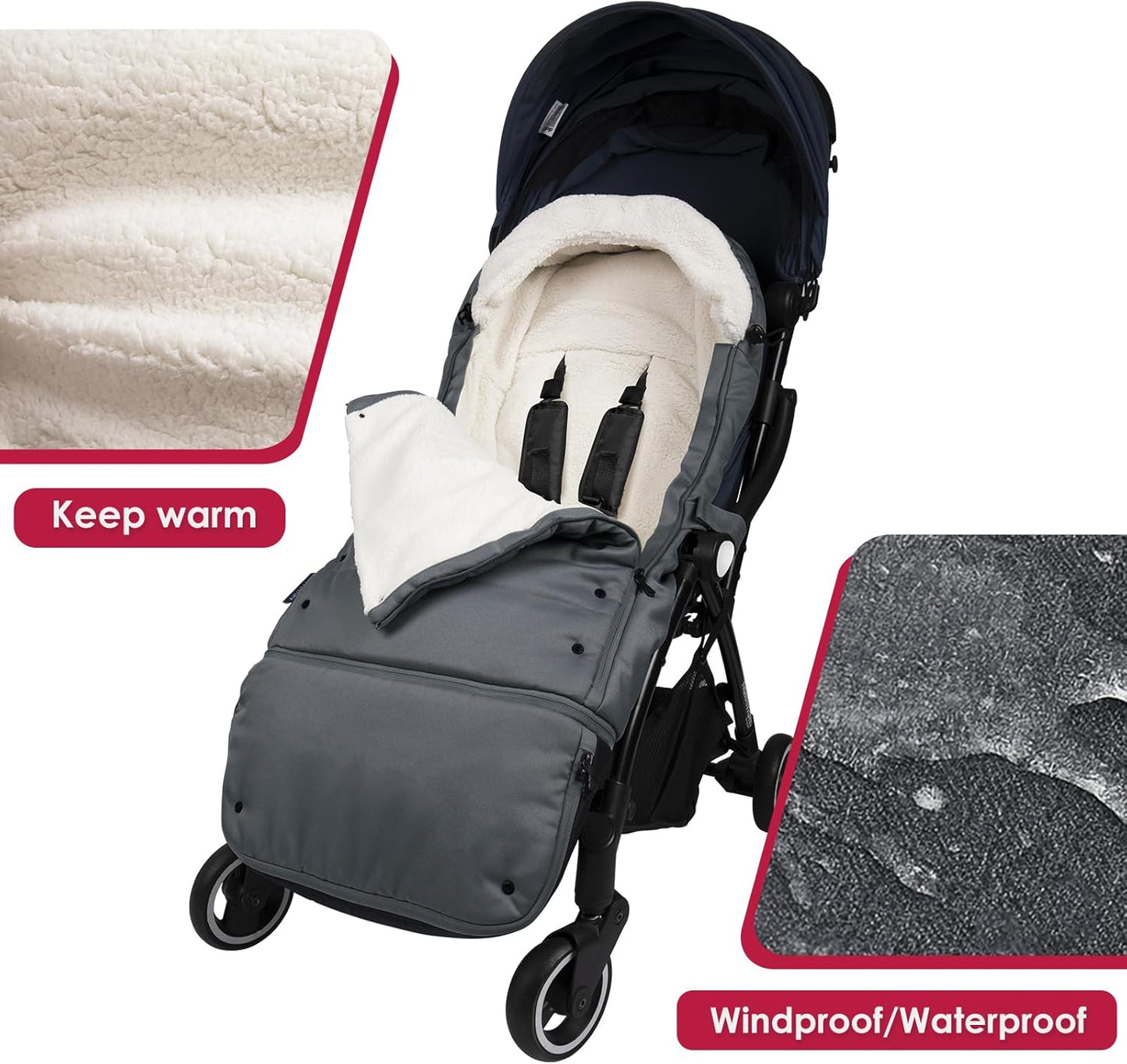 COSY DIARY Stroller Footmuff | Universal, Weather-Proof, Warm Stroller Footmuff 77