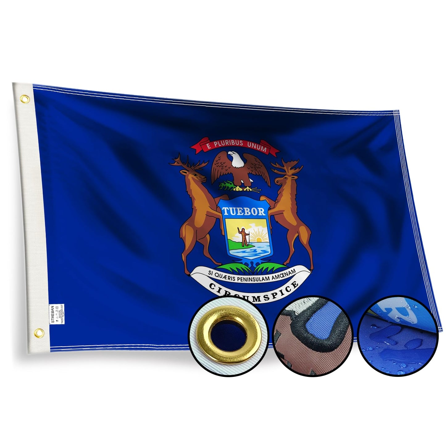 Arizona State Flag 3x5 - Embroidered Design AZ Flag, Heavy Duty Polyester with Brass Grommets for Outdoor WN420