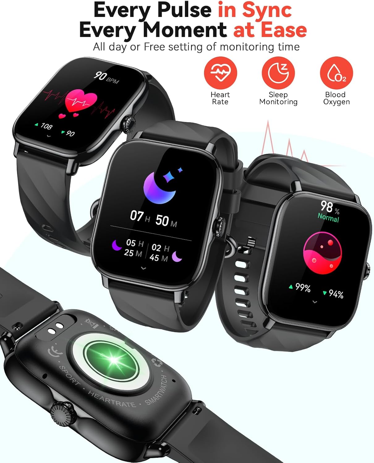 Kriutefy Smart Watches Fitness Tracker for Women Men with Step Counter, Sleep Calorie Monitor, Pedometer, IP68 82