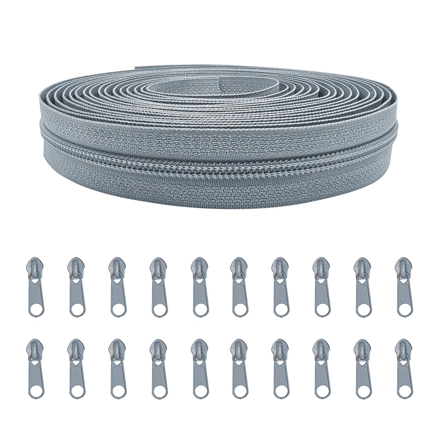 ANPURZII NO.3 Nylon Coil White Zippers by The Yard Bulk 10 Yards with 20pcs Zipper Sliders for DIY Sewing Tailor Craft Bags (White) BST220