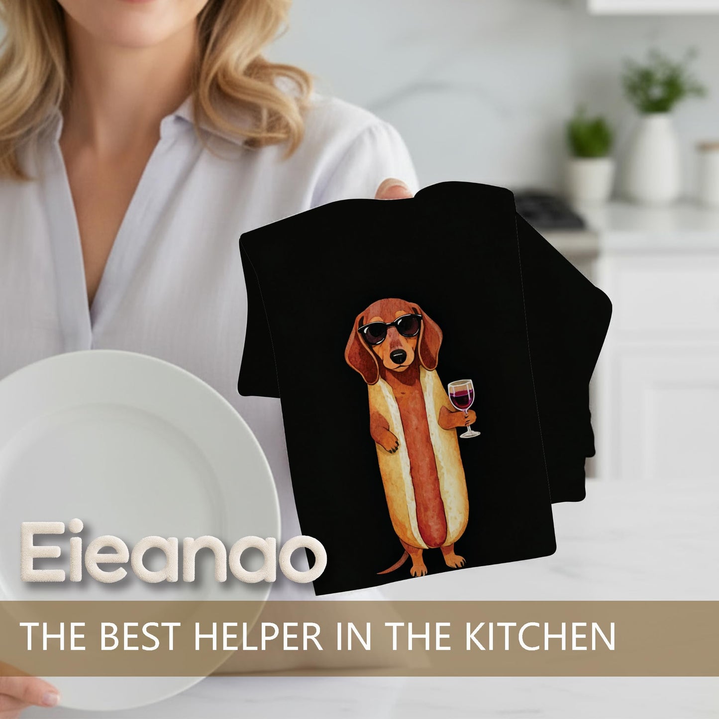 Funny Cat Gifts Kitchen Towels, Cute Cat with Knife and Fork Microfiber Dish Tea Towel for Kitchen Decor, Funny Cats Cooking Decor, is It Dinner Time Yet, 16x24 Inch BST220