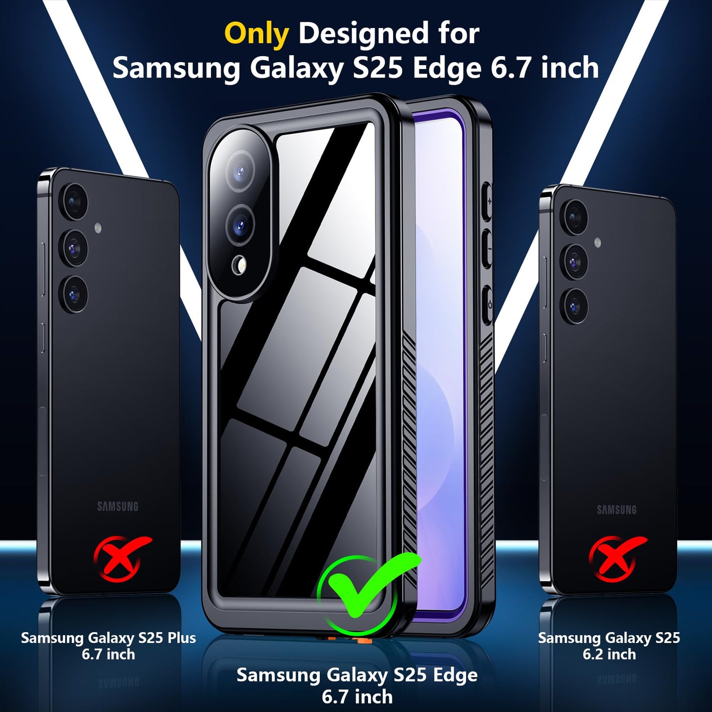 SPIDERCASE Designed for Samsung Galaxy S23 Case Waterproof,Built-in Screen & Camera Lens Protector[IP68 Underwater][Military Grade Shockproof] Full Body Protection Phone Case, Black/Clear WN420