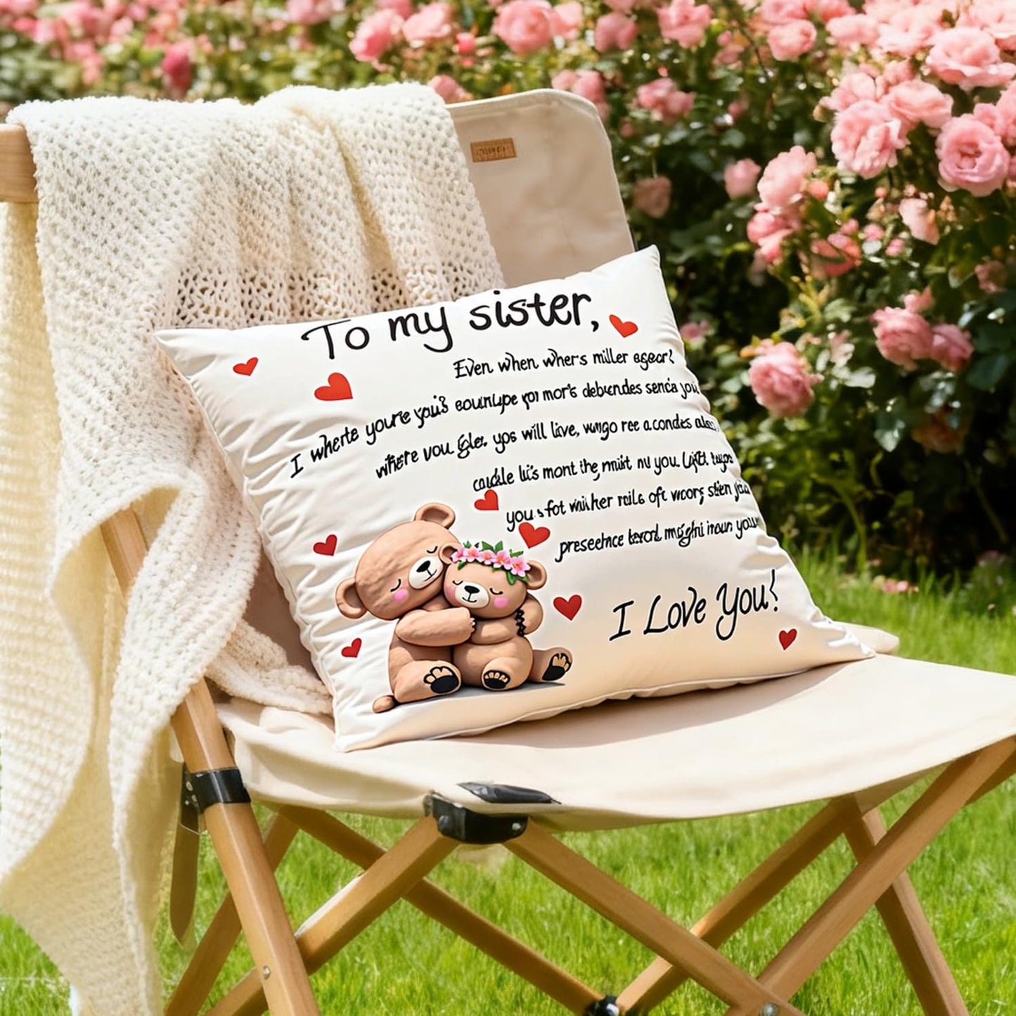 to My Grandmam Throw Pillow Cover - 18x18in Cushion Case, Machine Washable & Easy Care, Ideal for Sofa TV-Watching & Bedside Reading, Adds Warmth to Her Daily Life, Fits Bedroom/Living Room Decor WN420