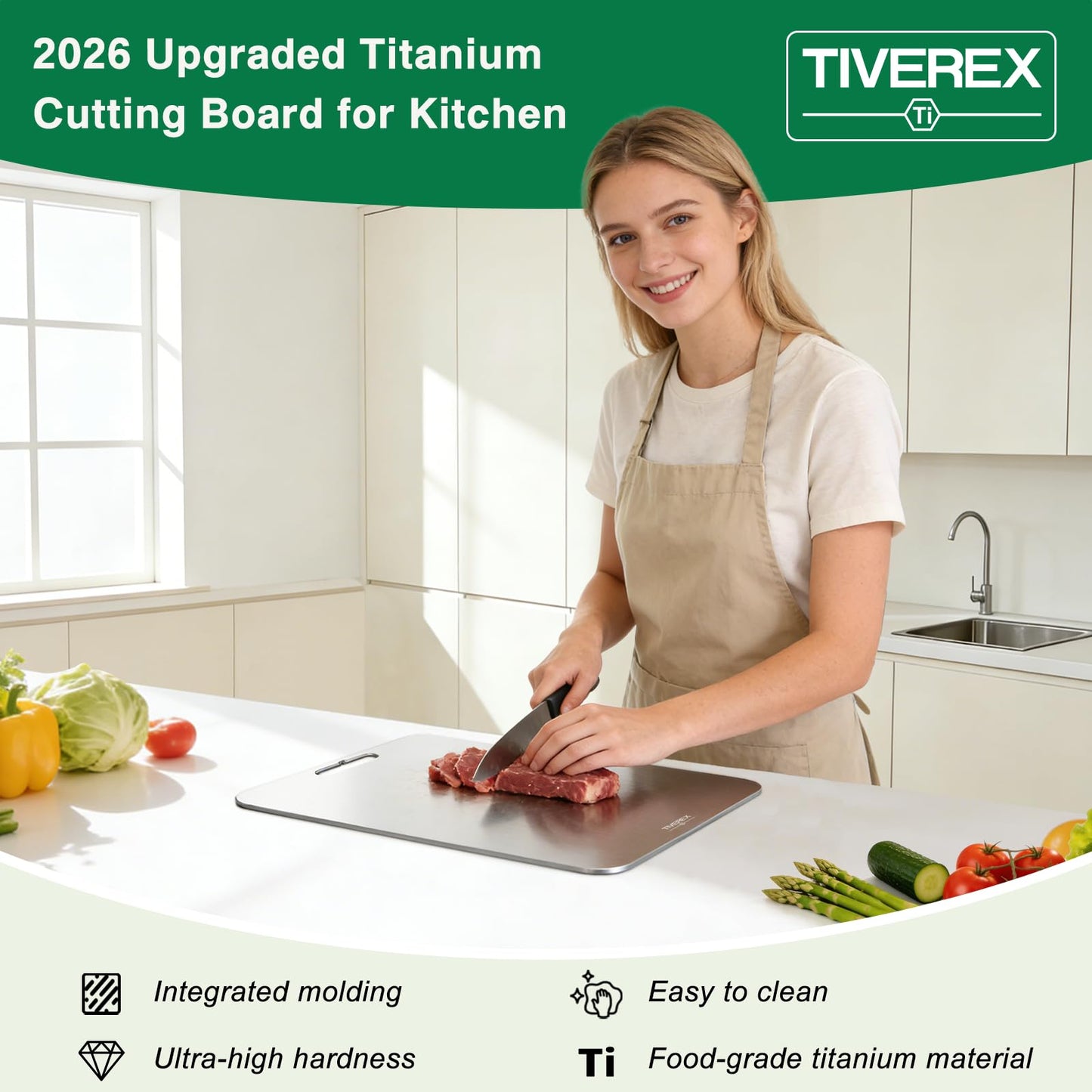 Titanium Cutting Board Set of 3, 100% Pure Titanium Cutting Boards for Kitchen, Easy to clean, Dishwasher, Double Sided Non Toxic Food-Grade Chopping Boards for Meats, Fruits and Vegetables BST202
