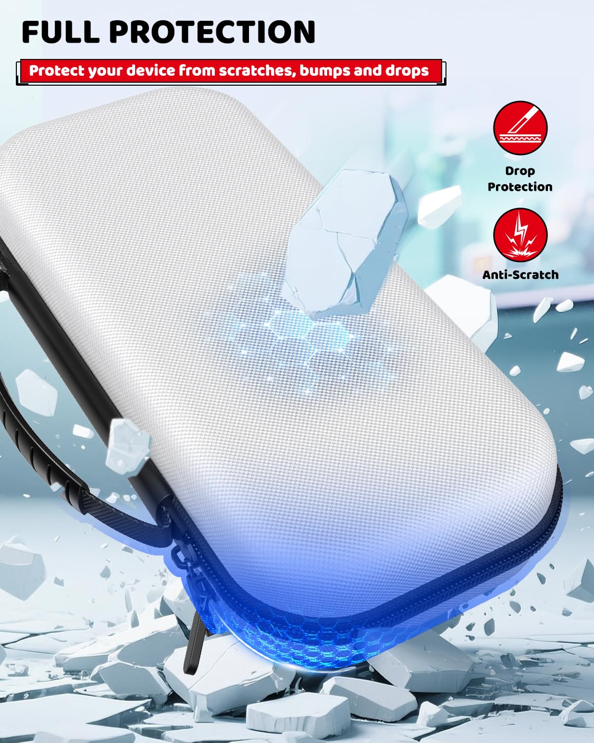 Klipdasse Switch 2 Carry Case for Nintendo Switch 2/1/OLED, Hard Shell with Soft Lining, 10 Game Card Slots, Silicone Handle, for Switch 2 Slim Case 2025 (Blue) WN420