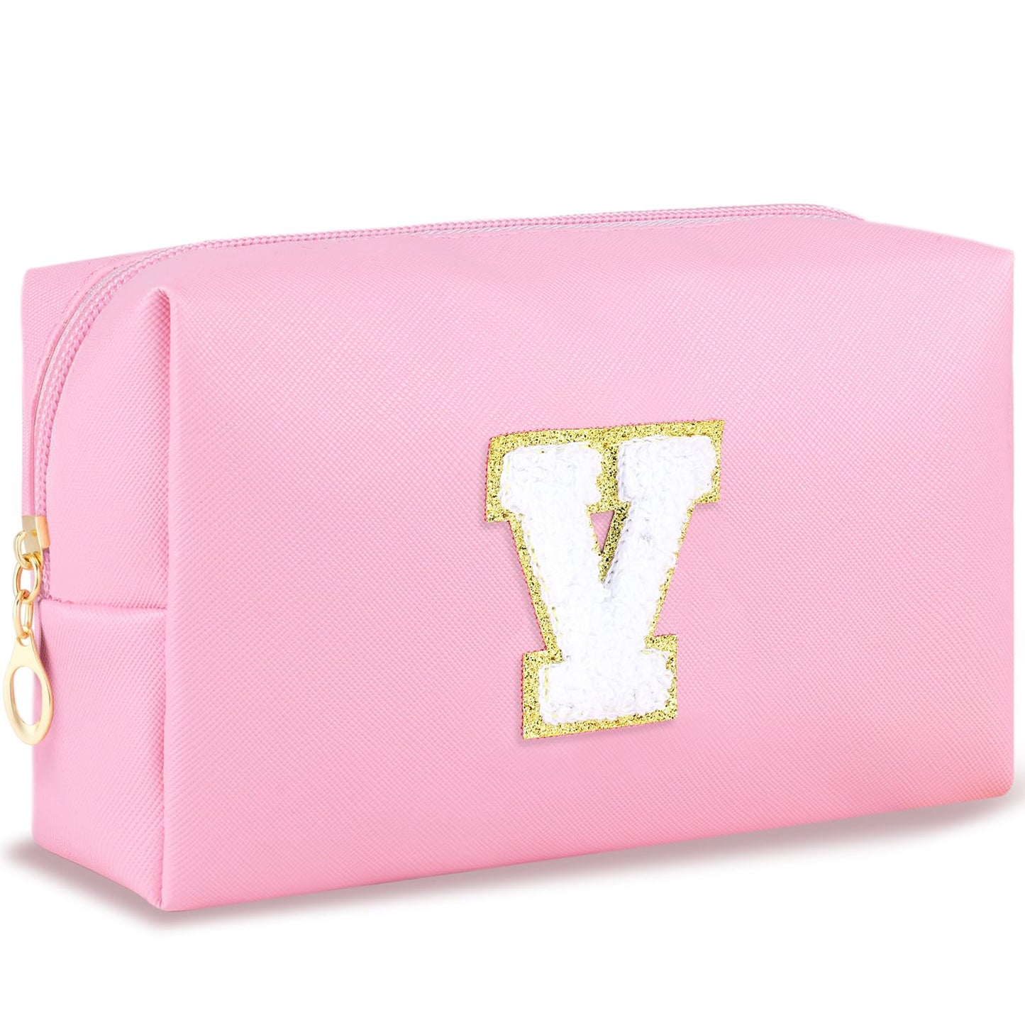 URSKYTOUS Gifts for Girls Initial Makeup Bag Personalized Cosmetic Bag with Zipper Cute Travel Toiletry Bag Waterproof PU Preppy Makeup Pouch Birthday Gift for Teen Girls Women(Blue P) BST326L
