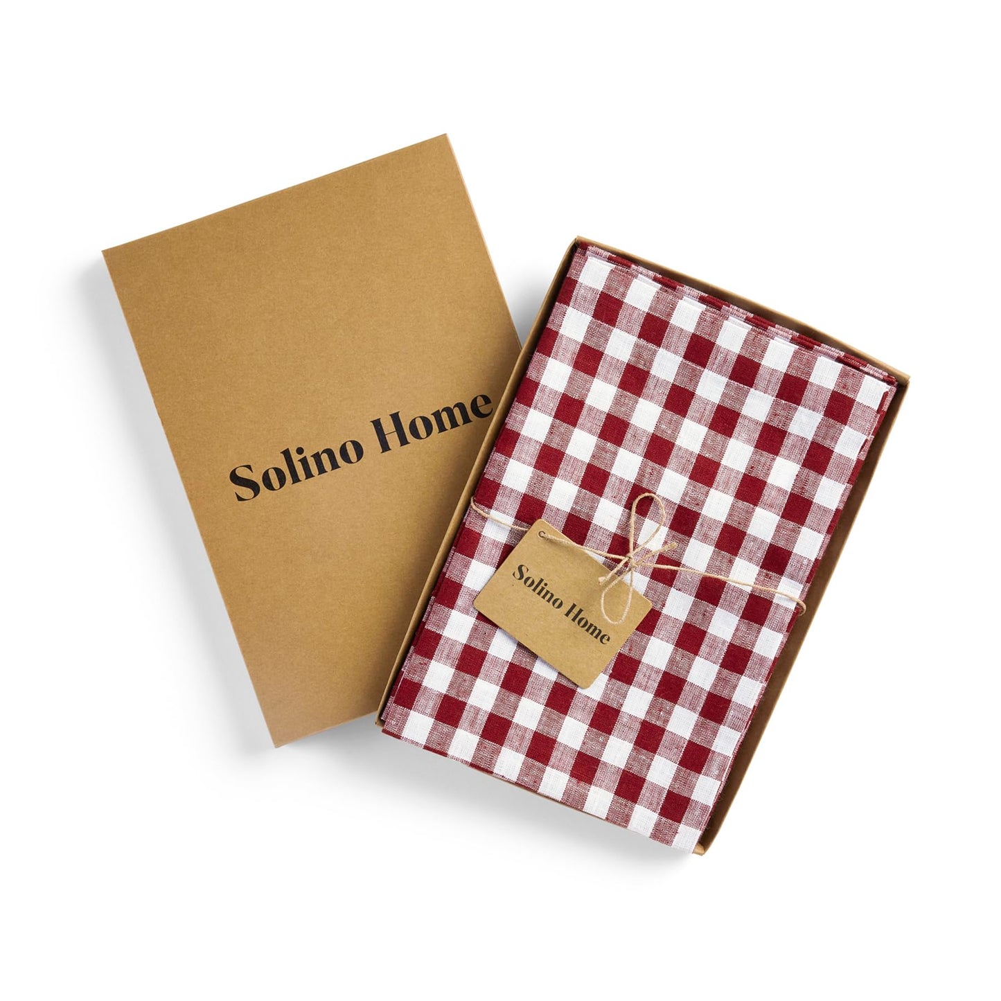 Solino Home 100% Linen Napkins Hydrangea Blue Check, 20 x 20 in, Set of 4 | Gingham Check Cloth Napkins for everyday meals, hosting and gifting; gingham checkered weave; Pure Linen; OEKO-TEX Certified BST326SOLH