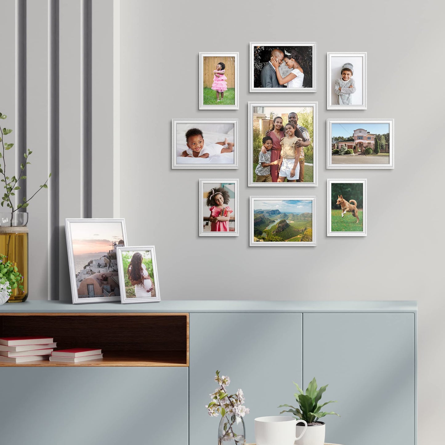 Icona Bay Combination White Picture Frames Set - 10 PC (Five 4x6, Three 5x7, Two 8x10), Inspirations Collection Multi-Pack for Contemporary Wall Gallery BST220