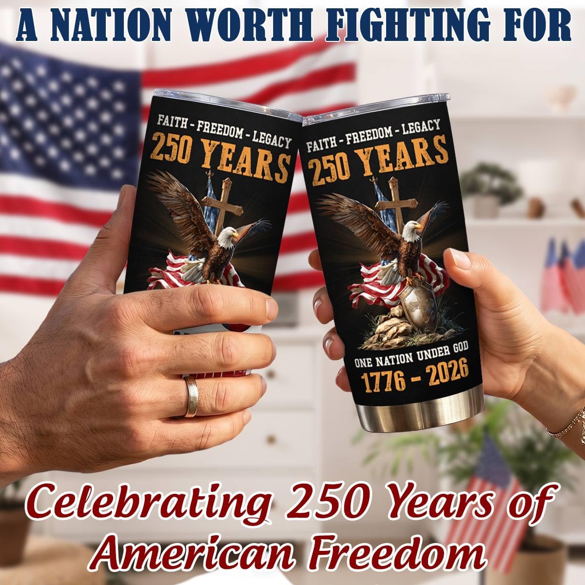 America Birthday Tumbler 20 Oz - Independence Day Gifts for Men, Unique Tumbler for Men Dad Friends, One Nation 1776-2026 Insulated Tumblers, 250th Anniversary USA Tumblers BST326H