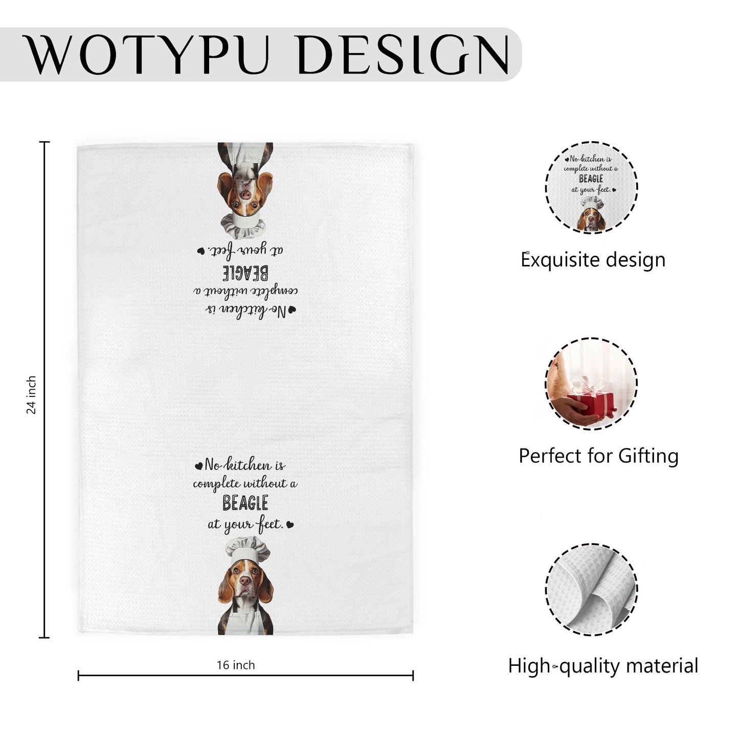 Beagle Gift Kitchen Towels, Beagle Lover Gifts Dish Tea Towel for Kitchen Decor, Funny Western Dog Hand Towels for Bathroom Decor, 16x24 Inch BST326L