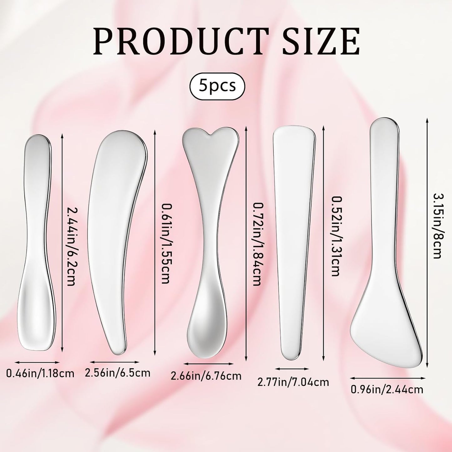 5pcs Stainless Steel Cream Spoon Mini Metal Makeup Spatula | Reusable Face Mask Applicator Multi Functional Beauty Spatulas Facial Massage Skincare Tools for Mixing and Sampling Face Ey BST202
