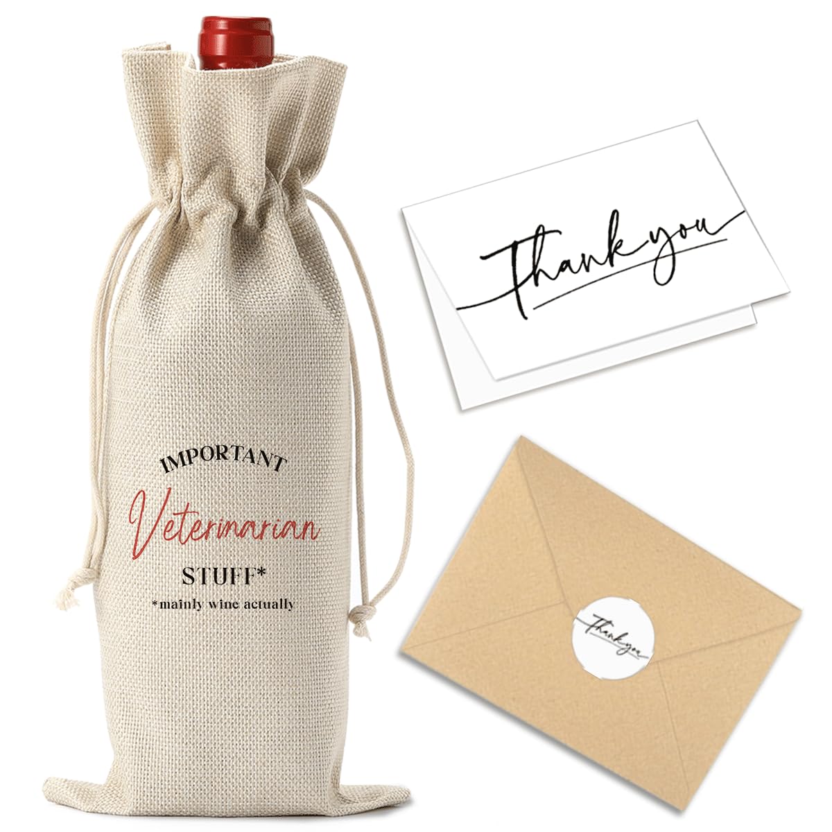 Teacher Appreciation Wine Bag With Thank You Card - Cool Christmas Birthday Gifts for Women Men - Important Teacher Stuff BST202