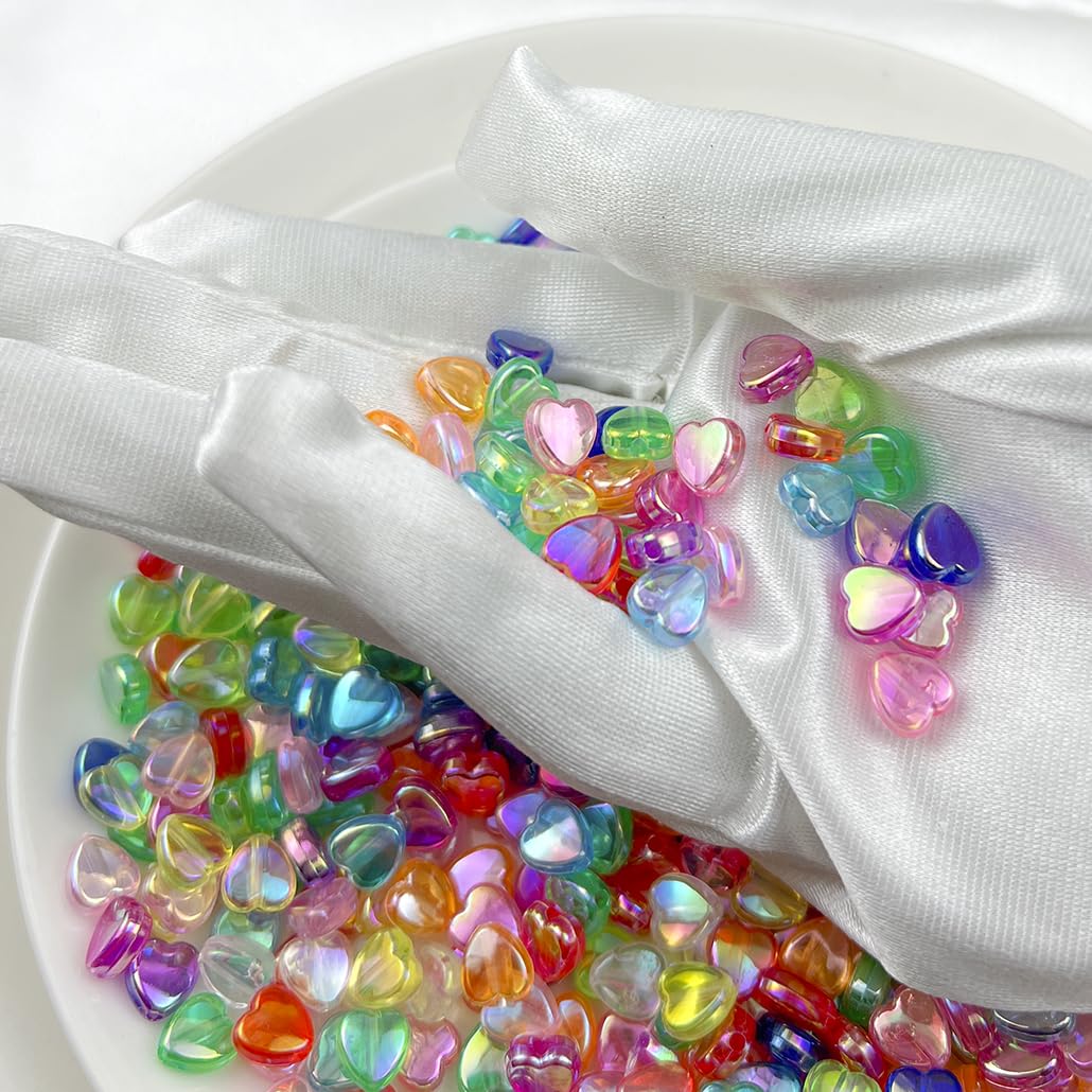 500Pcs Acrylic Heart Beads, AB Colors Heart Shape Beads Crystal Heart Beads for Jewelry Making DIY Bracelet Earring Necklace Key Chains(90-Light Lake Blue AB) BST220